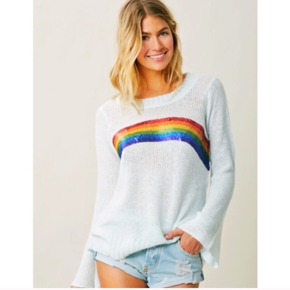 NEW Wildfox Antique Rainbow Sequin Sweater